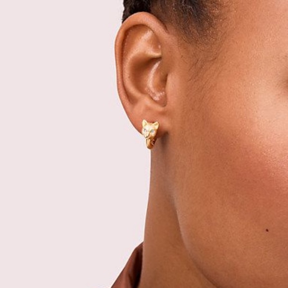 Kate Spade ♠️ House Cat Mouse Huggies Earrings - Picture 2 of 5